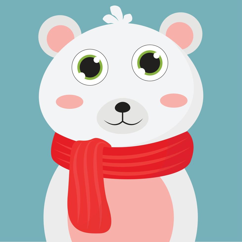 Polar bear, illustration, vector on white background.