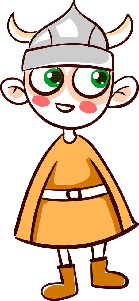 Happy viking boy, illustration, vector on white background