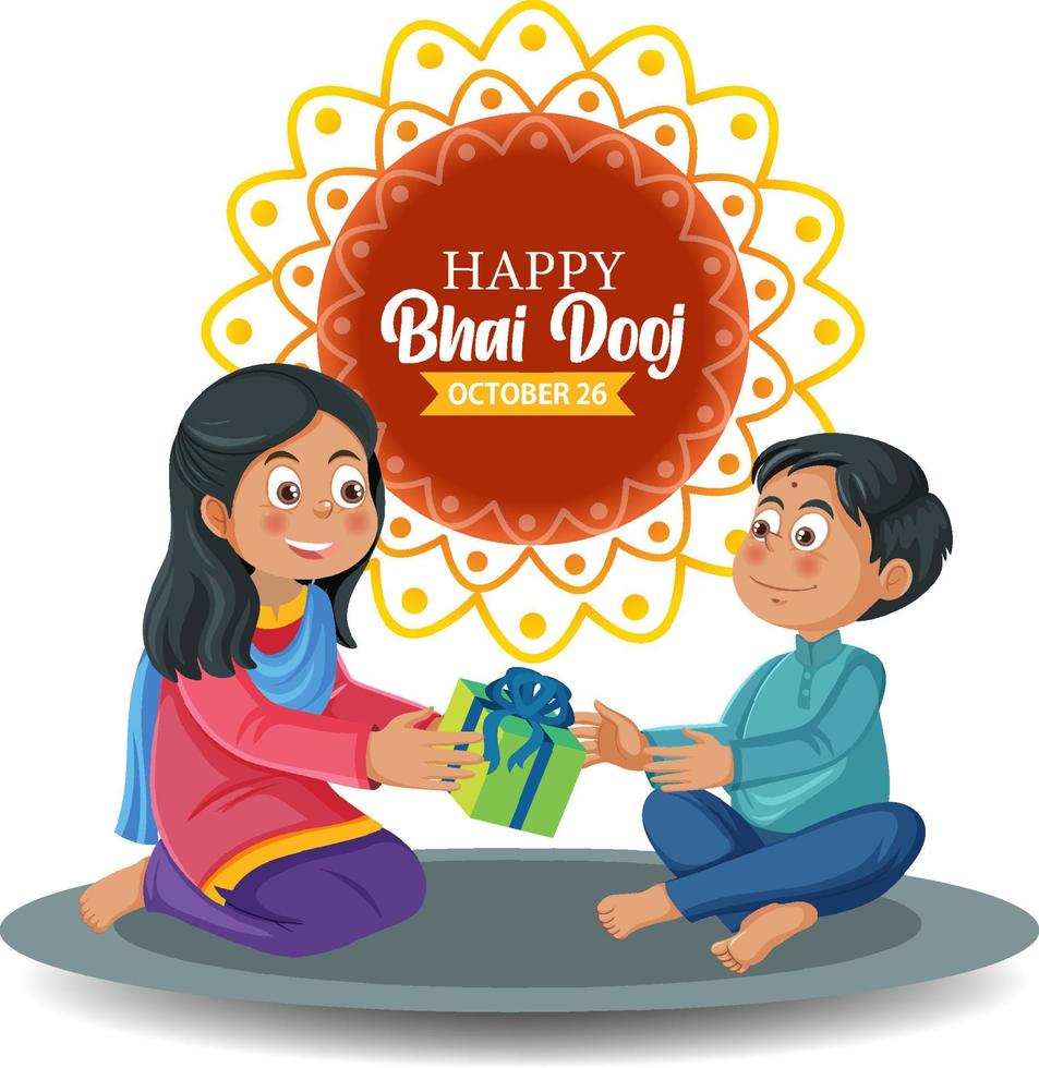 Happy Bhai Dooj Day Text Banner Design vector