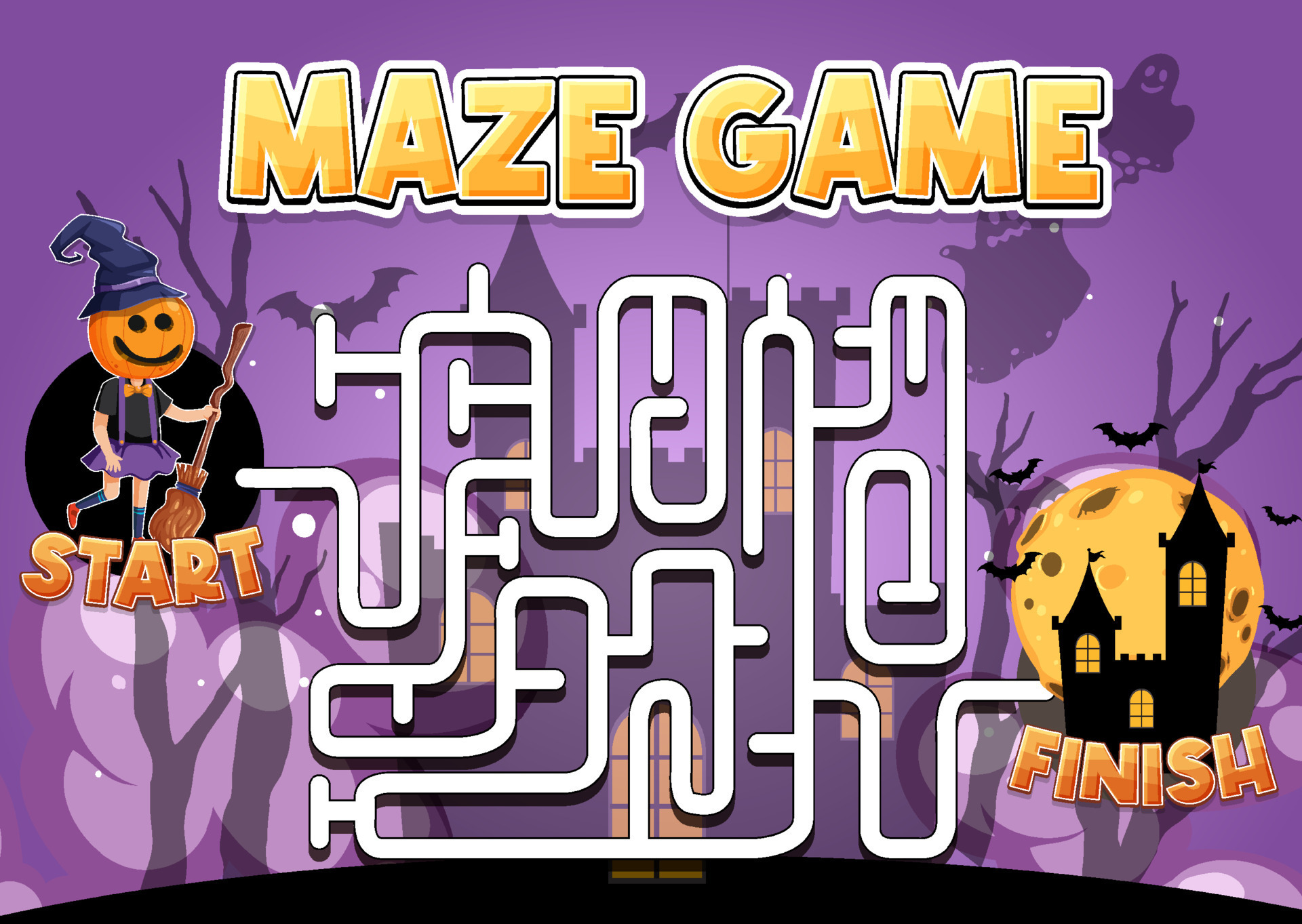 Maze Game Template In Halloween Theme For Kids 13500073 Vector Art At Maze Game Template In Halloween Theme For Kids 13500073 Vector Art At