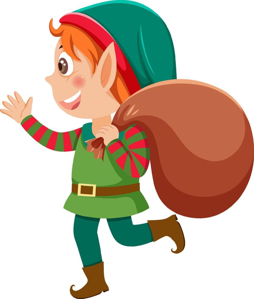 personaje de dibujos animados de niña elfo de navidad vector