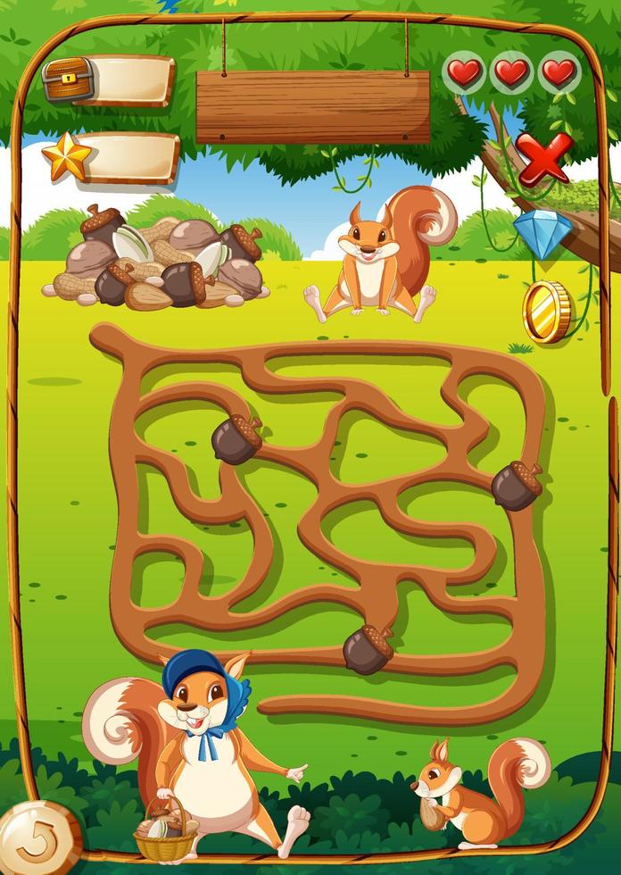 Game design with squirrels and nuts vector