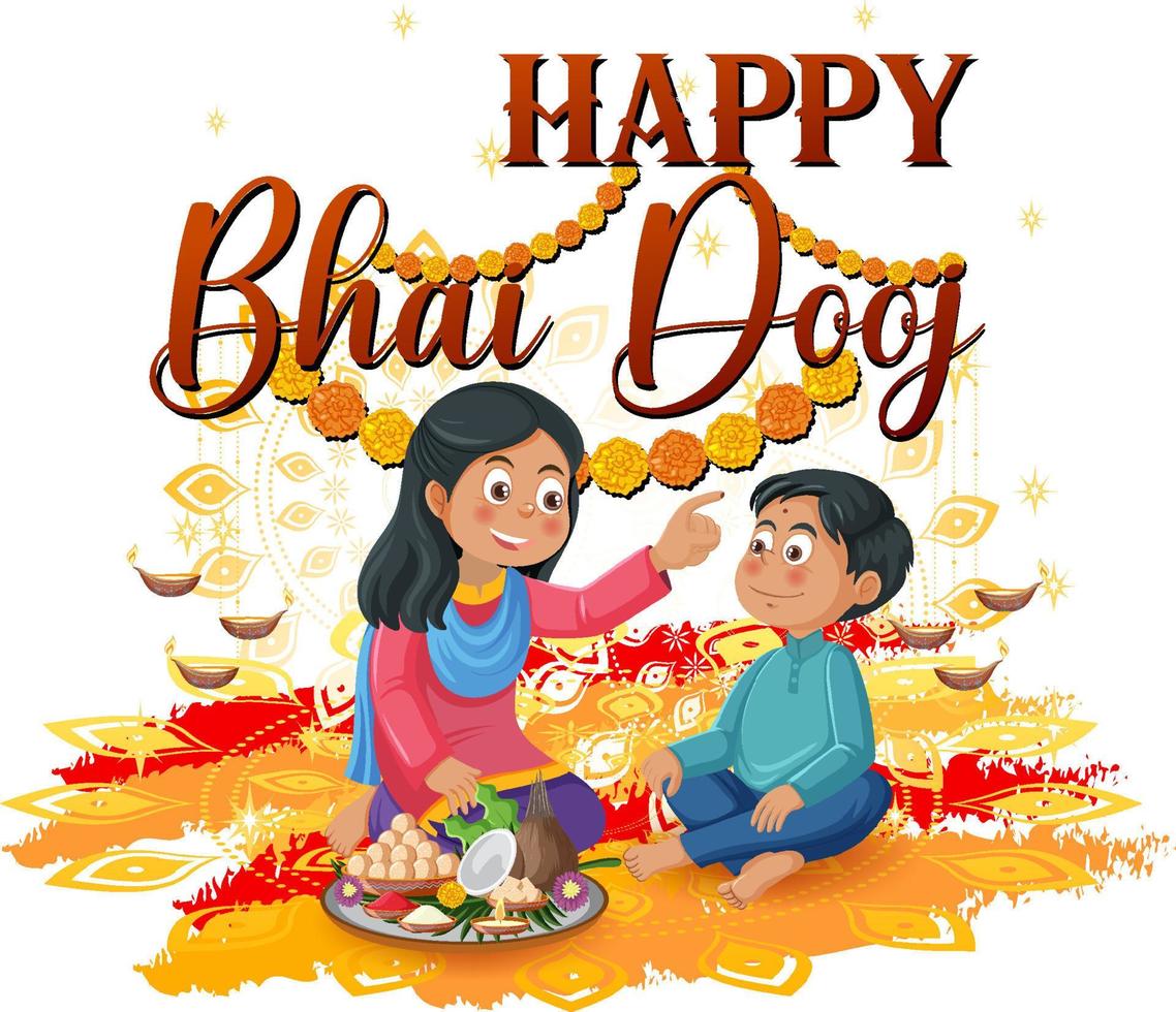 Happy Bhai Dooj Poster Design vector