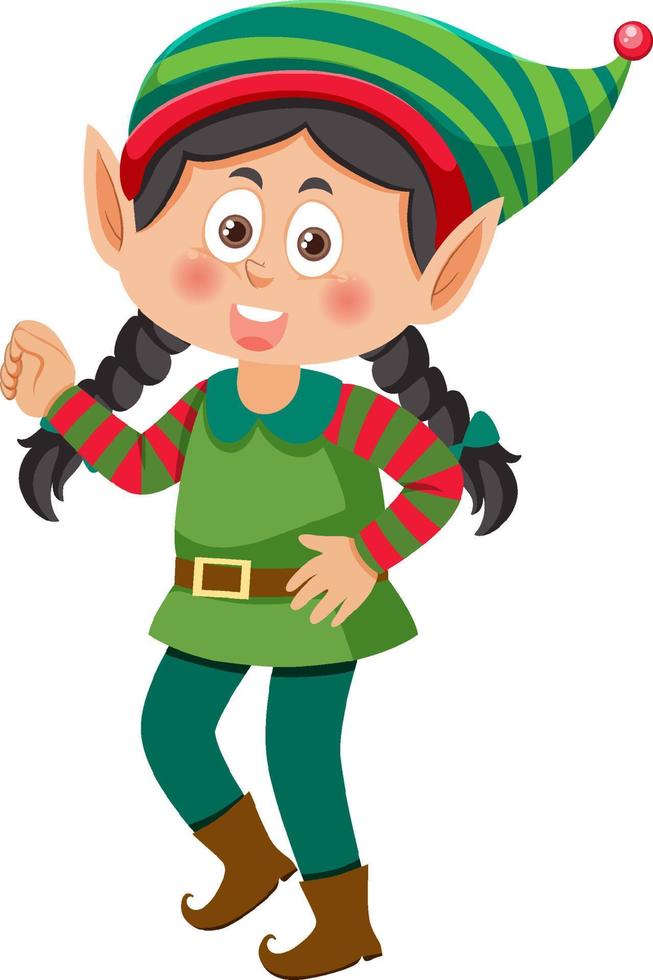 Christmas elf girl cartoon character vector