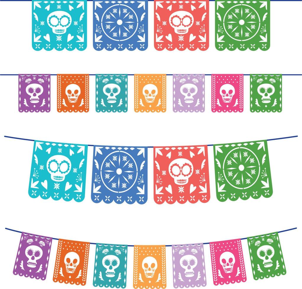 dia de muertos con banderas mexicanas vector