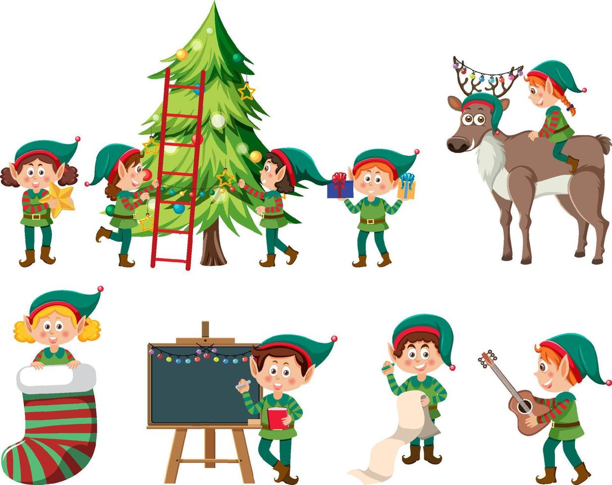 Christmas elf kids collection vector