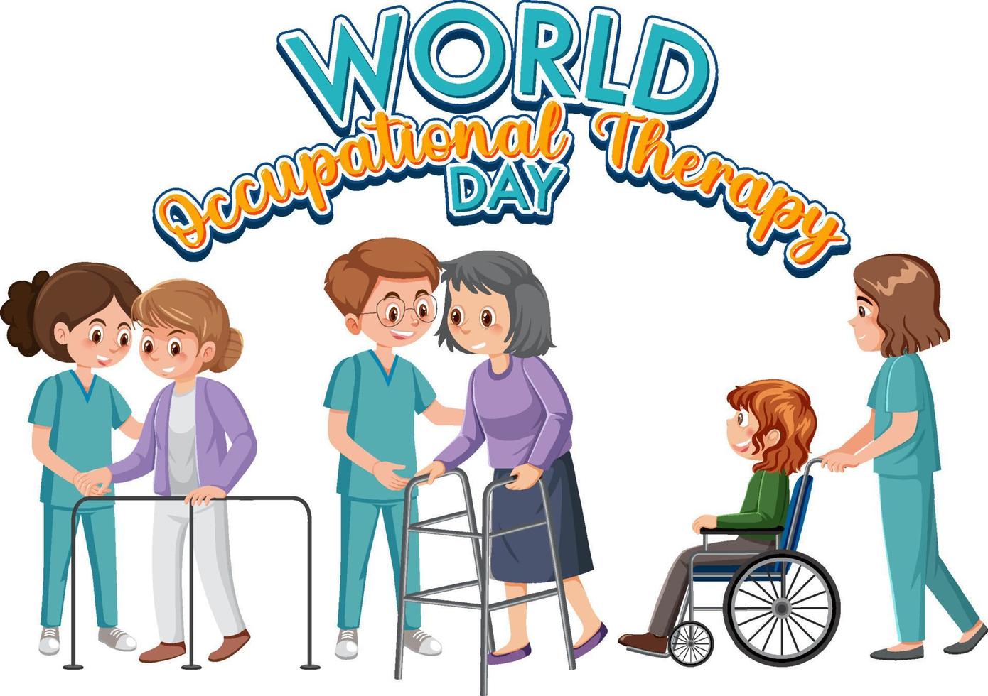 World occupational therapy day text design vector