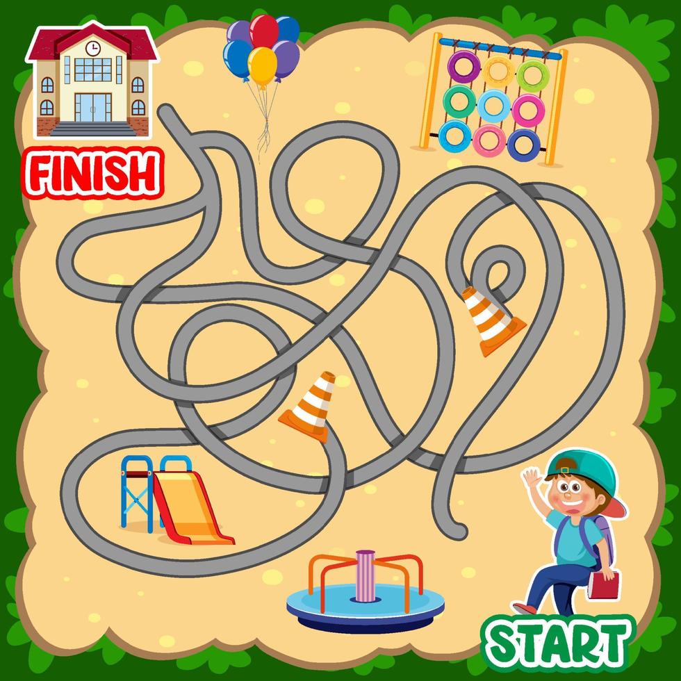 Maze game template for kids vector