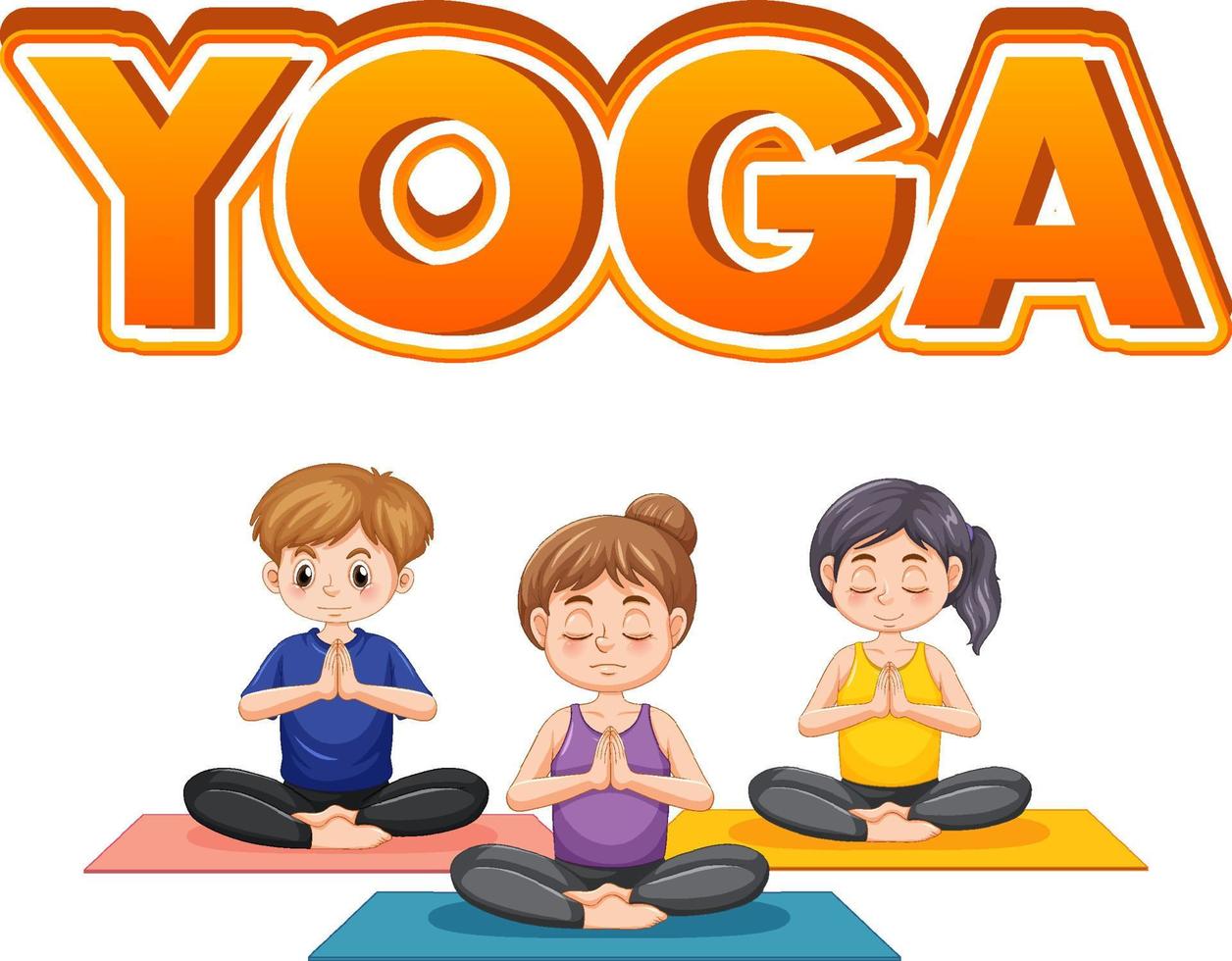 People practicing yoga with text vector