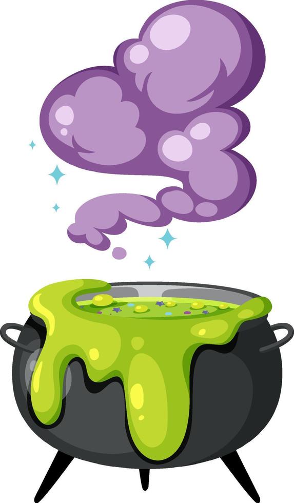 Witch magic potion pot on white background vector