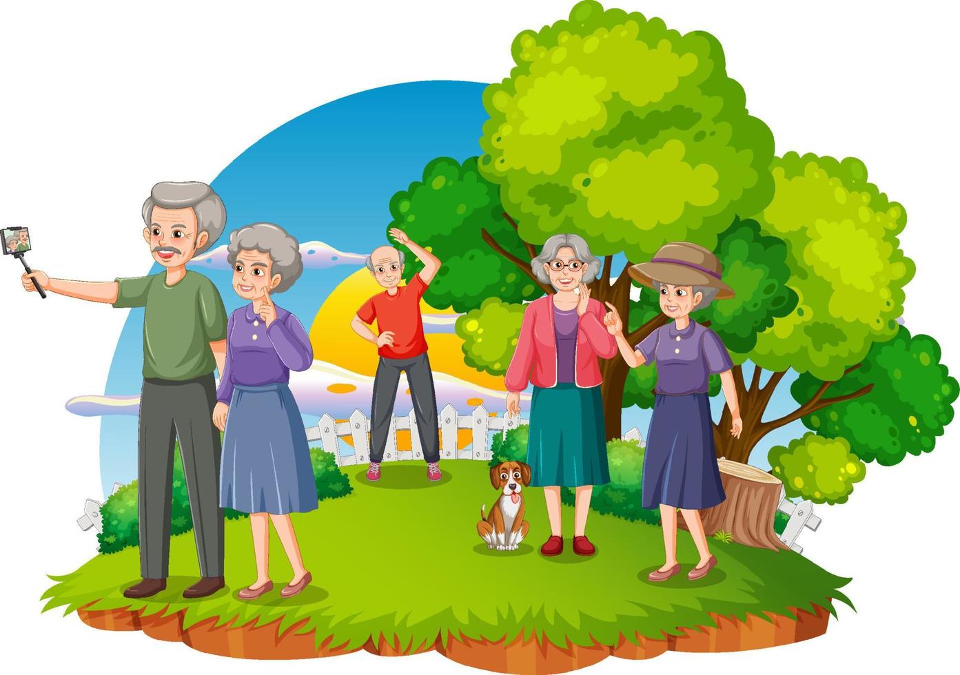 Senior people at park vector