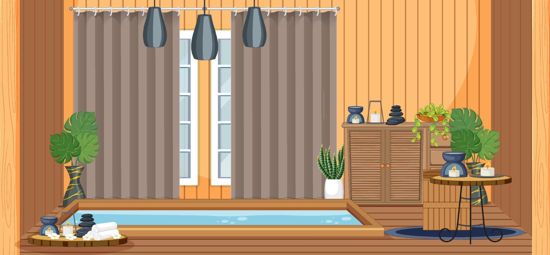 Interior spa room scene vector