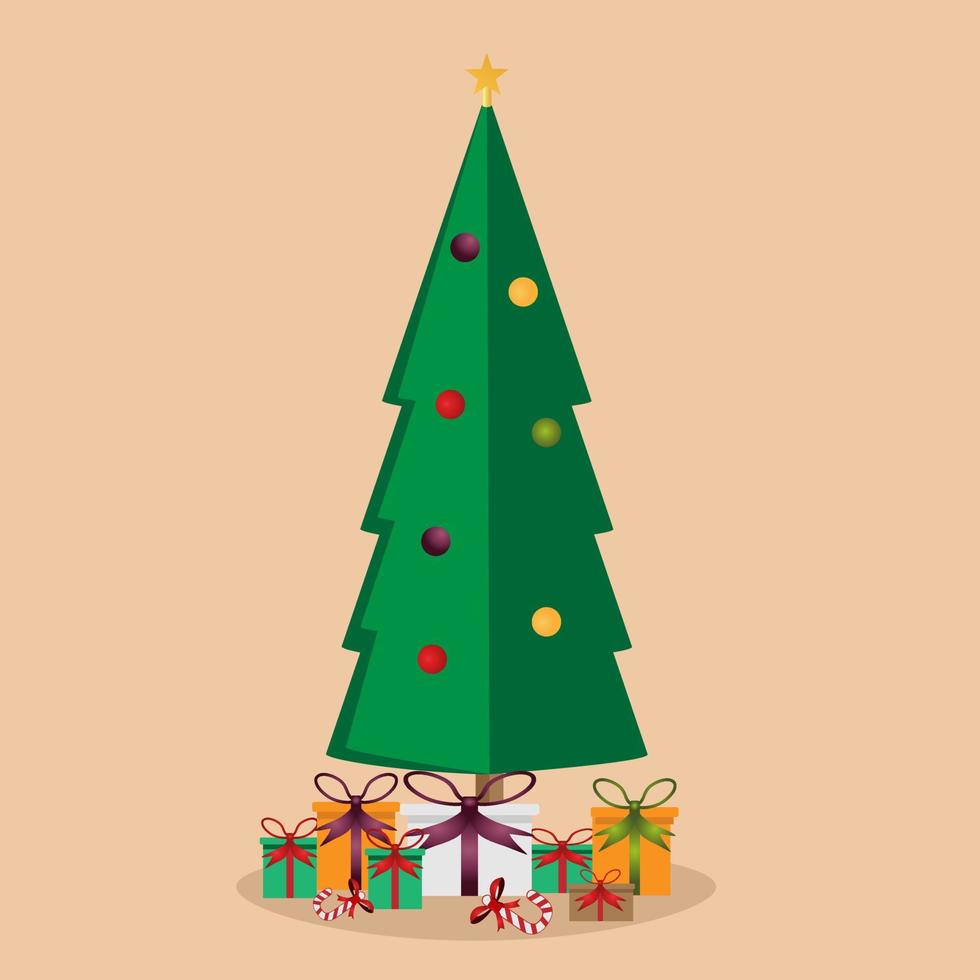 christmas tree and gift box vector