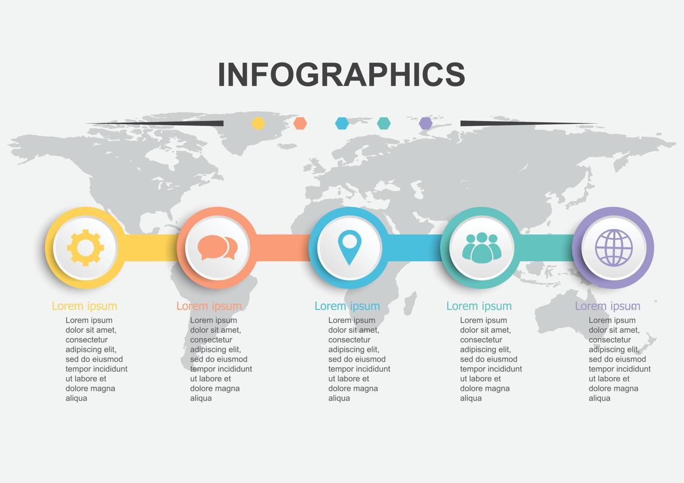 plantilla de diseño infográfico de línea de tiempo con 5 banners vector