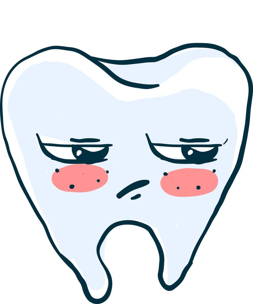 Tooth in bad mood, illustration, vector on white background.