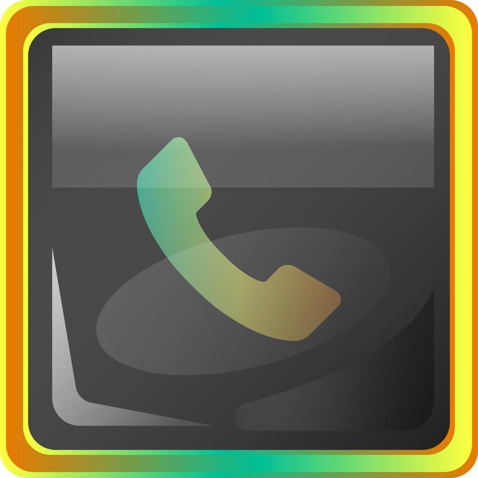 Call grey square vector icon illustration with yellow and green details on white background