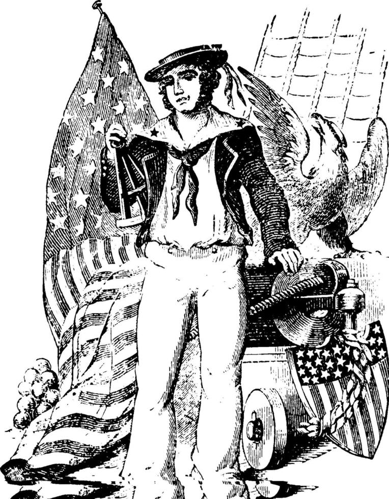 Sailor, vintage illustration. vector