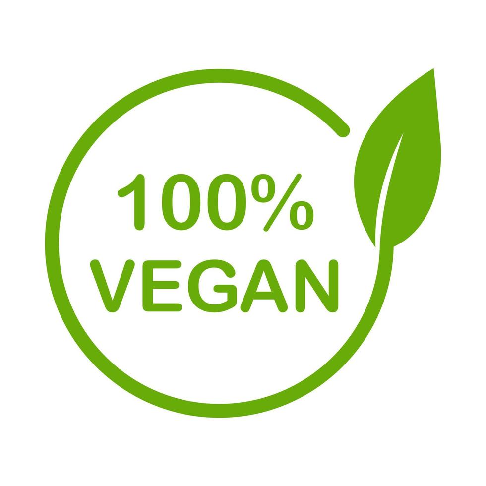 Vegan product 100 percent icon vector vegetarian food label organic sign for graphic design, logo, web site, social media, mobile app, ui