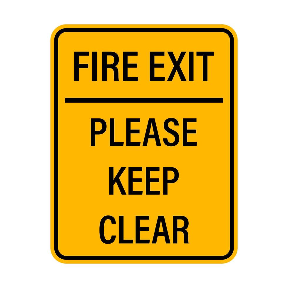 Fire exit please keep clear warning sign icon vector for your web design, logo, infographic, UI. illustration
