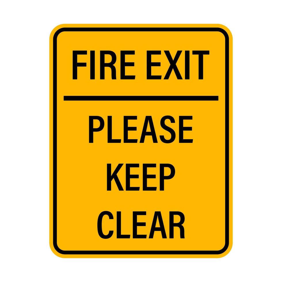 Fire exit please keep clear warning sign icon vector for your web design, logo, infographic, UI. illustration