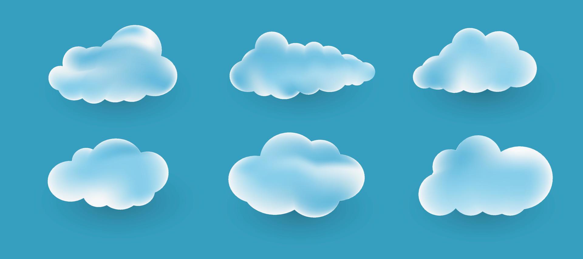 Clouds set isolated on a background, weather nature collection, vector illustration.