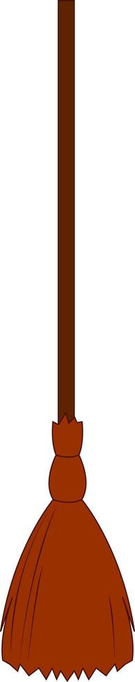 Old wooden broom, illustration, vector on white background.