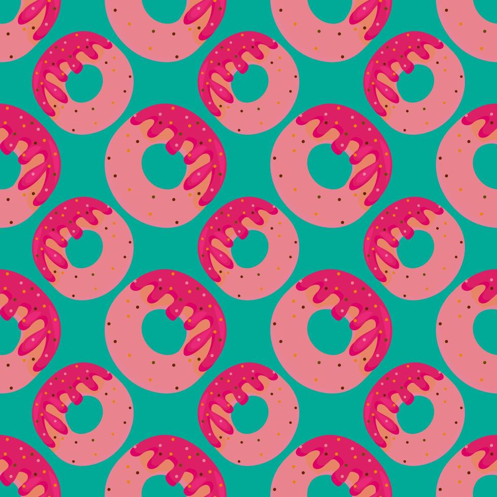 Donuts pattern, seamless pattern on cyan background. vector