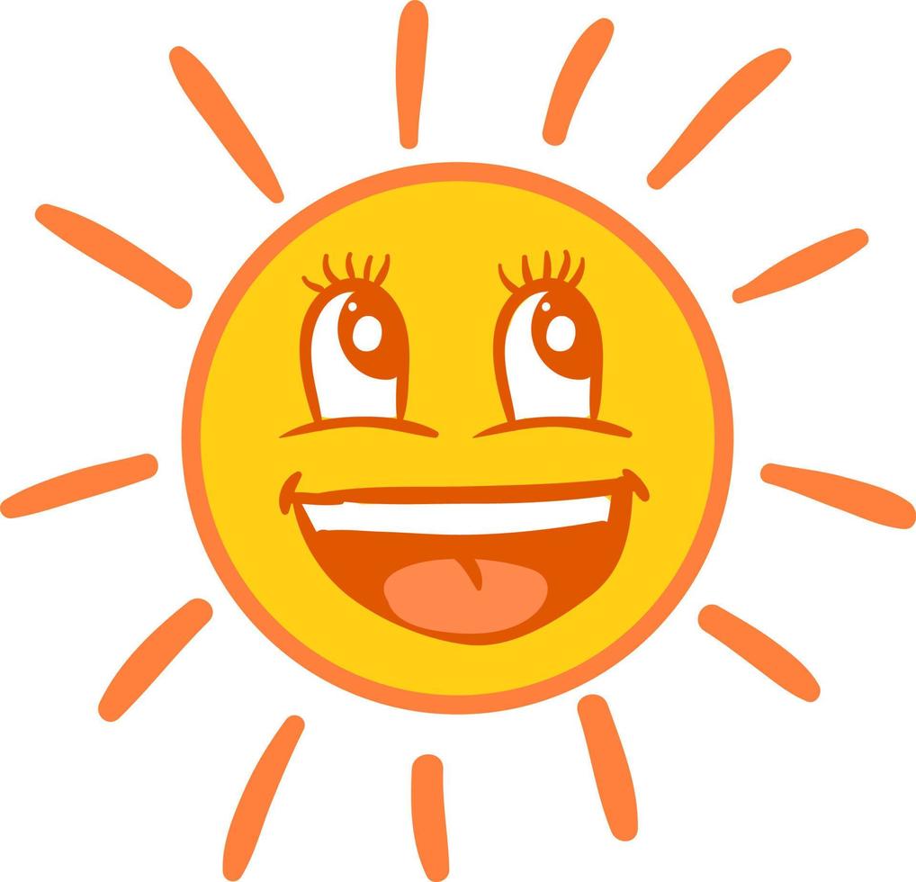 Happy sun , illustration, vector on white background