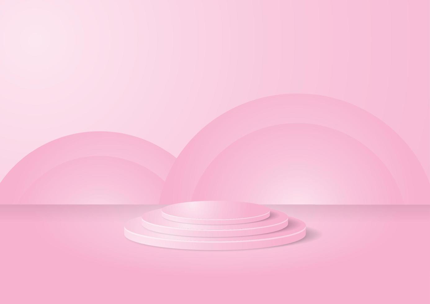 vector graphic illustration modern minimalist 3d realistic podium pink background for display products