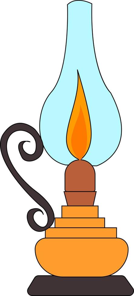 Kerosene lamp, illustration, vector on white background.