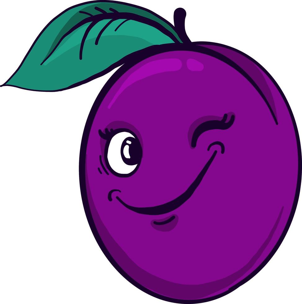 Winking prune, illustration, vector on a white background.