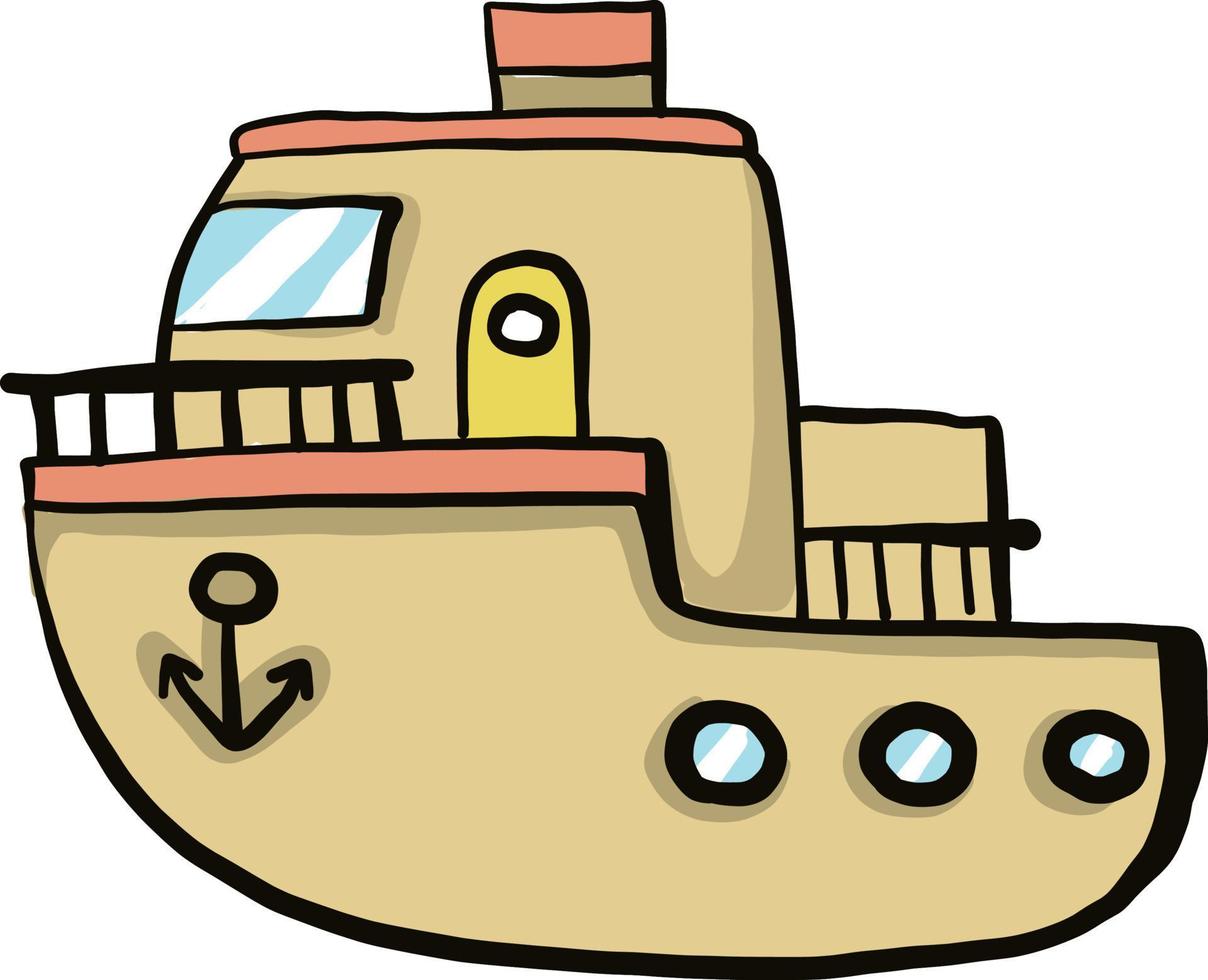 Small ship, illustration, vector on a white background.