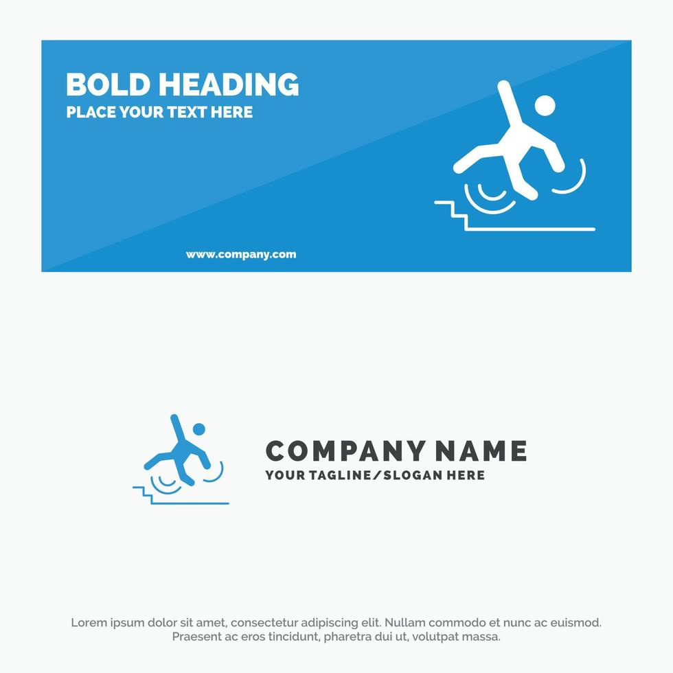 Business Crash Failed Failure Fall SOlid Icon Website Banner and Business Logo Template vector
