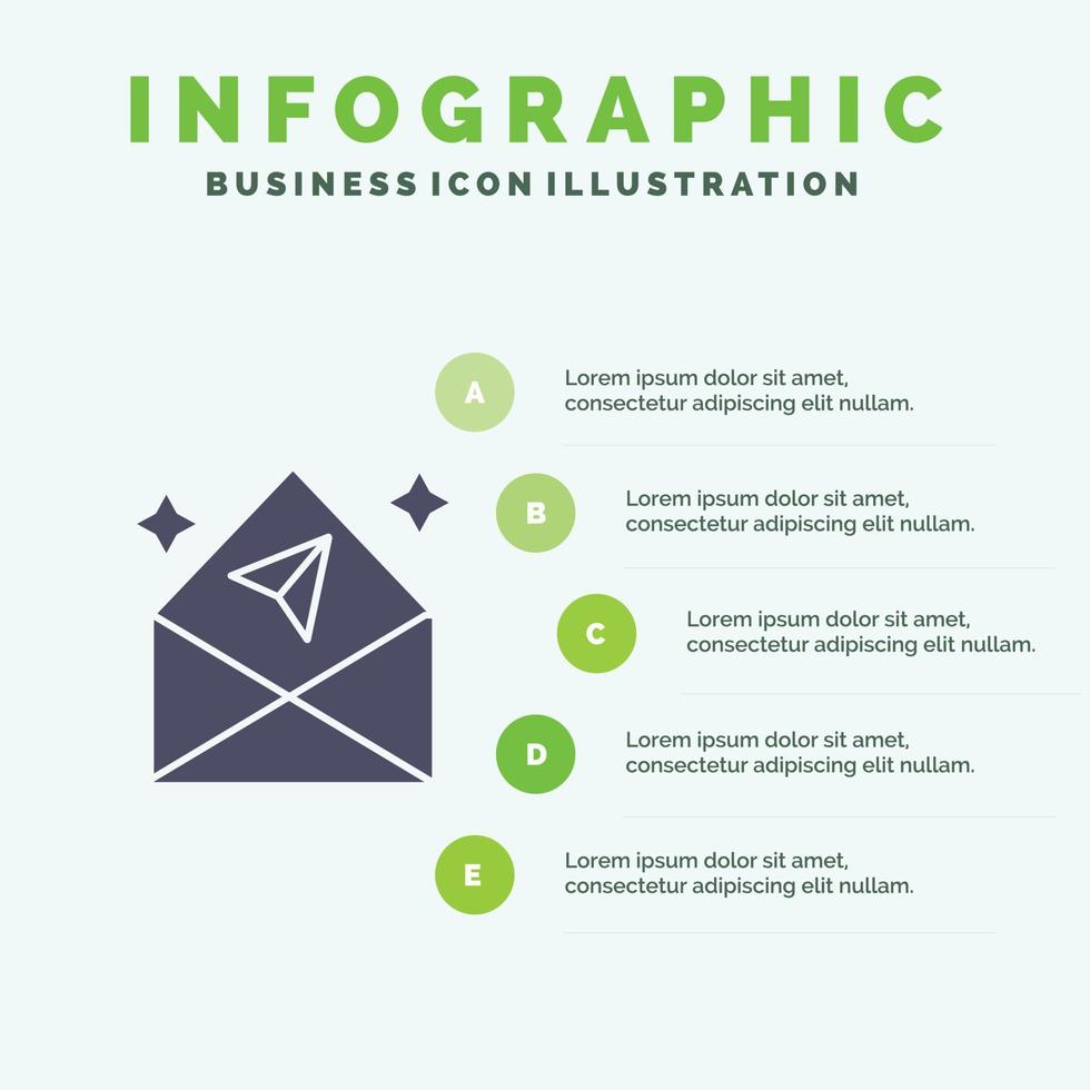 Arrow Chat Mail Open Solid Icon Infographics 5 Steps Presentation Background vector
