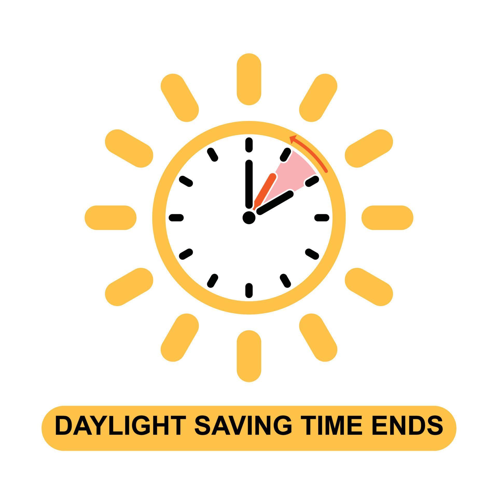 Daylight saving time ends template background. 13501327 Vector Art at