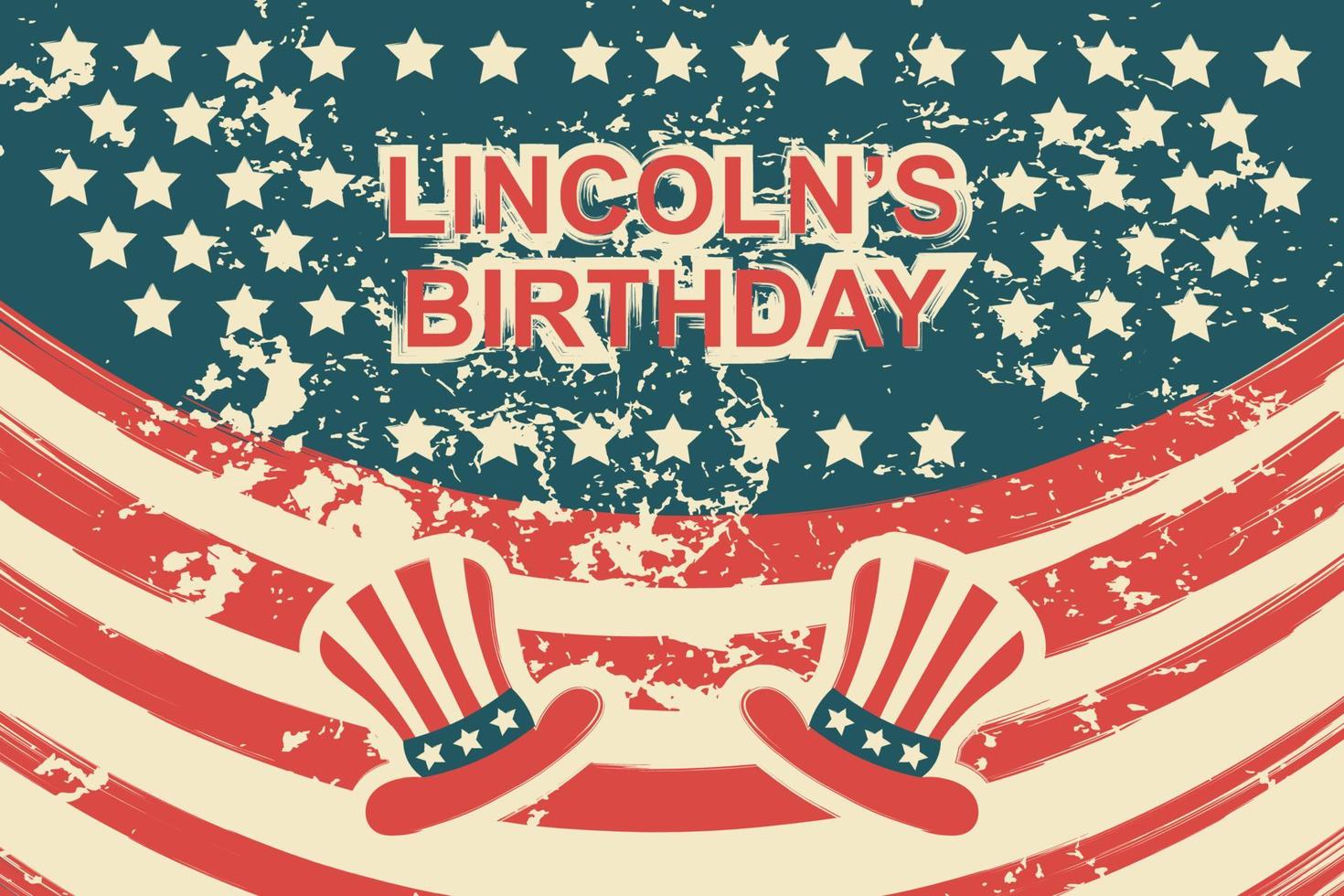 fondo de cumpleaños de lincoln con bandera americana. vector