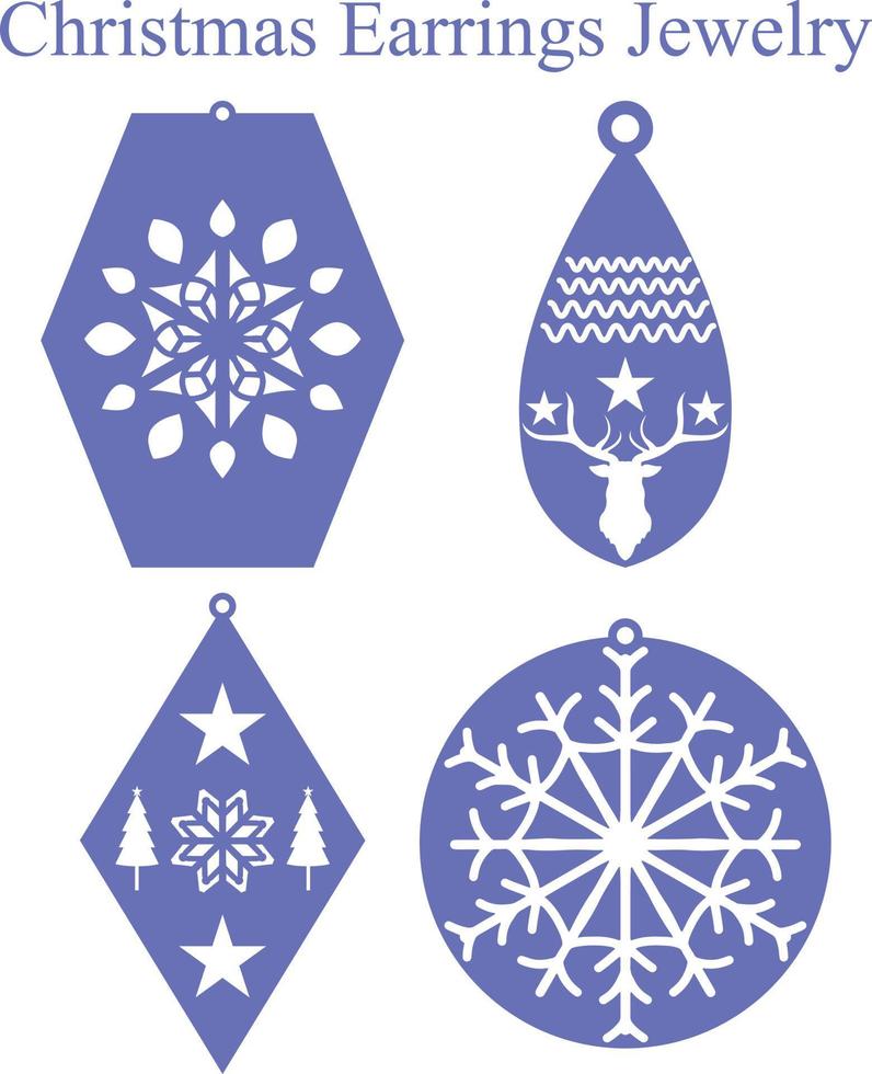 Christmas Earrings Jewelry Laser Cut vector