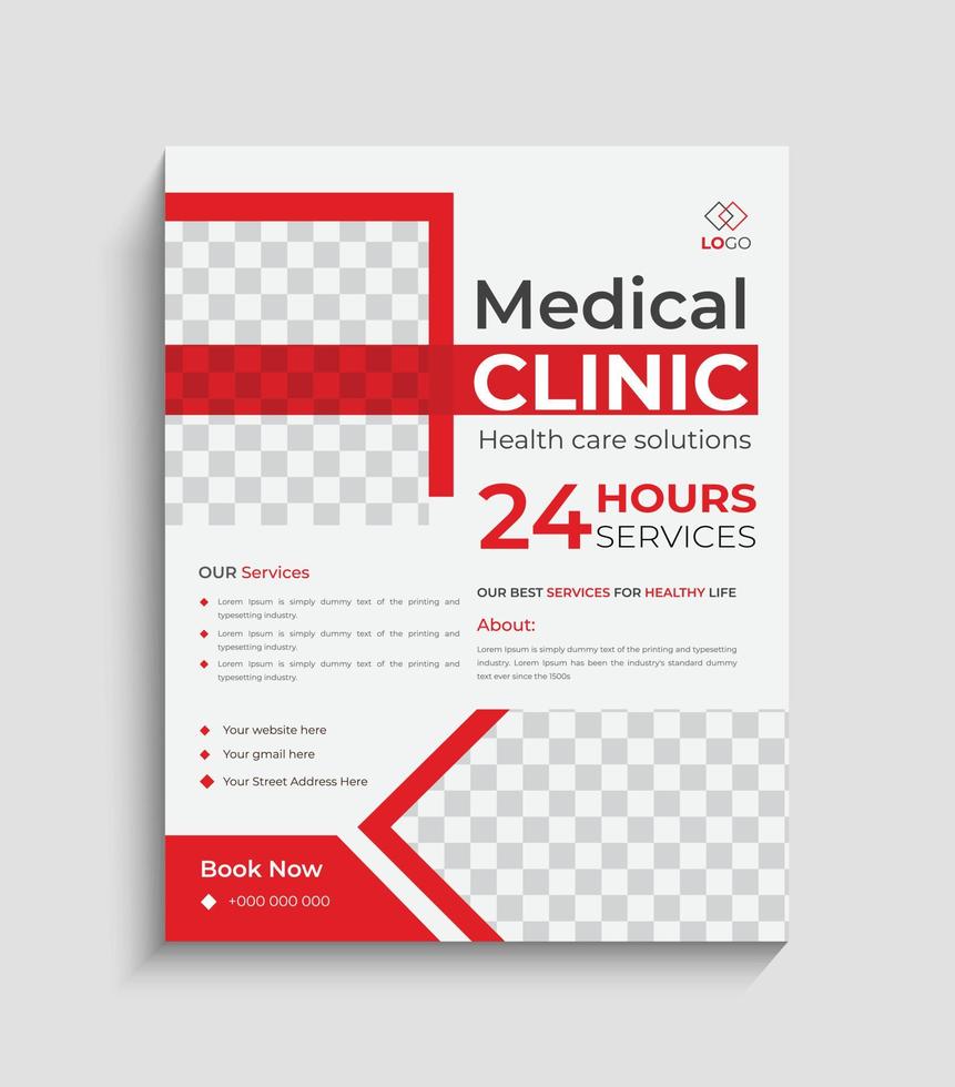 Medical flyer design templates in A4 size, healthy flyer design vector