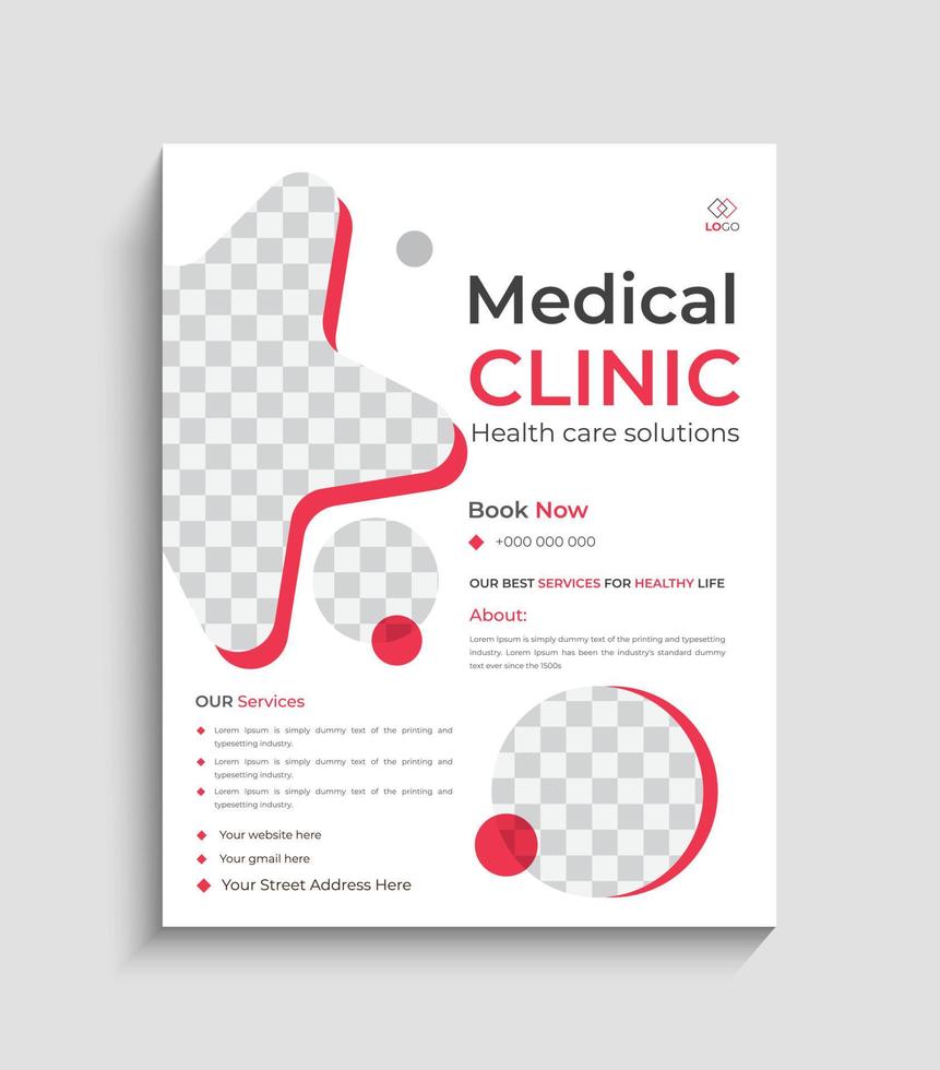 Medical flyer design templates in A4 size, healthy flyer design vector