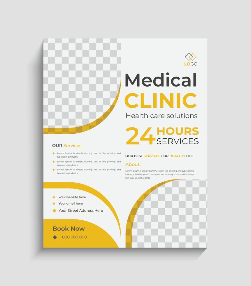 Medical flyer design templates in A4 size, healthy flyer design vector