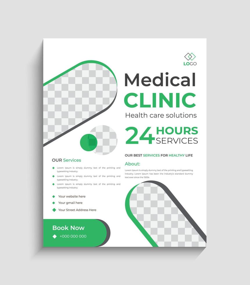 Medical flyer design templates in A4 size, healthy flyer design vector