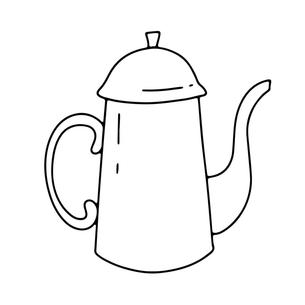 Hand drawn coffee pot Cute doodle illustration isolated on white vector