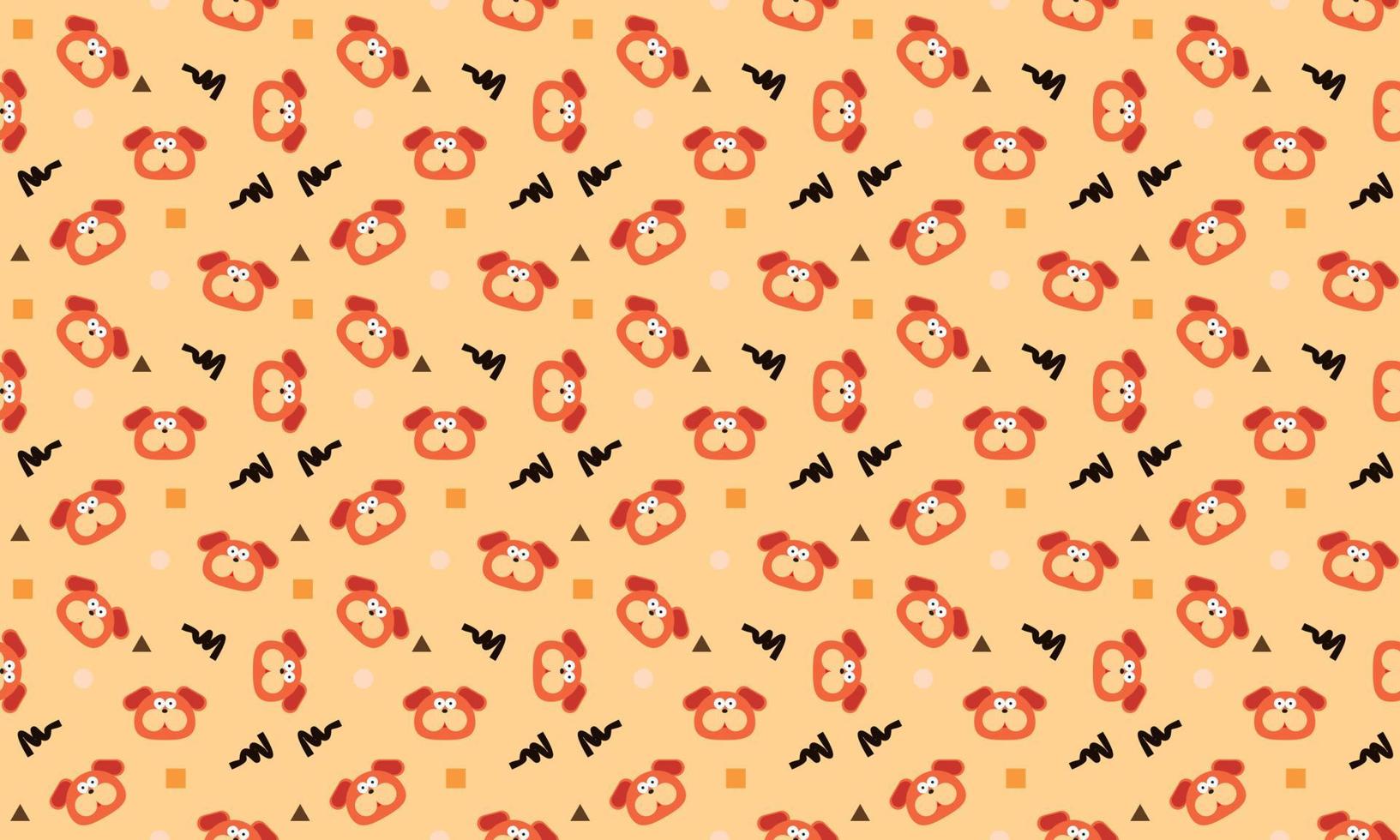 Seamless cute dog head flat pattern with geometric vector