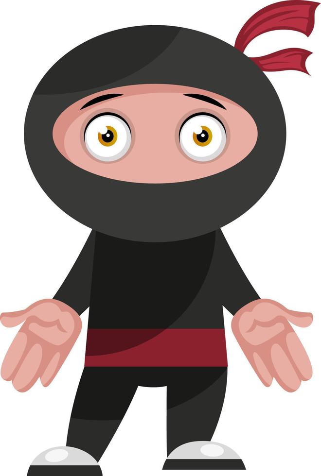 Cartoon ninja character confused vector