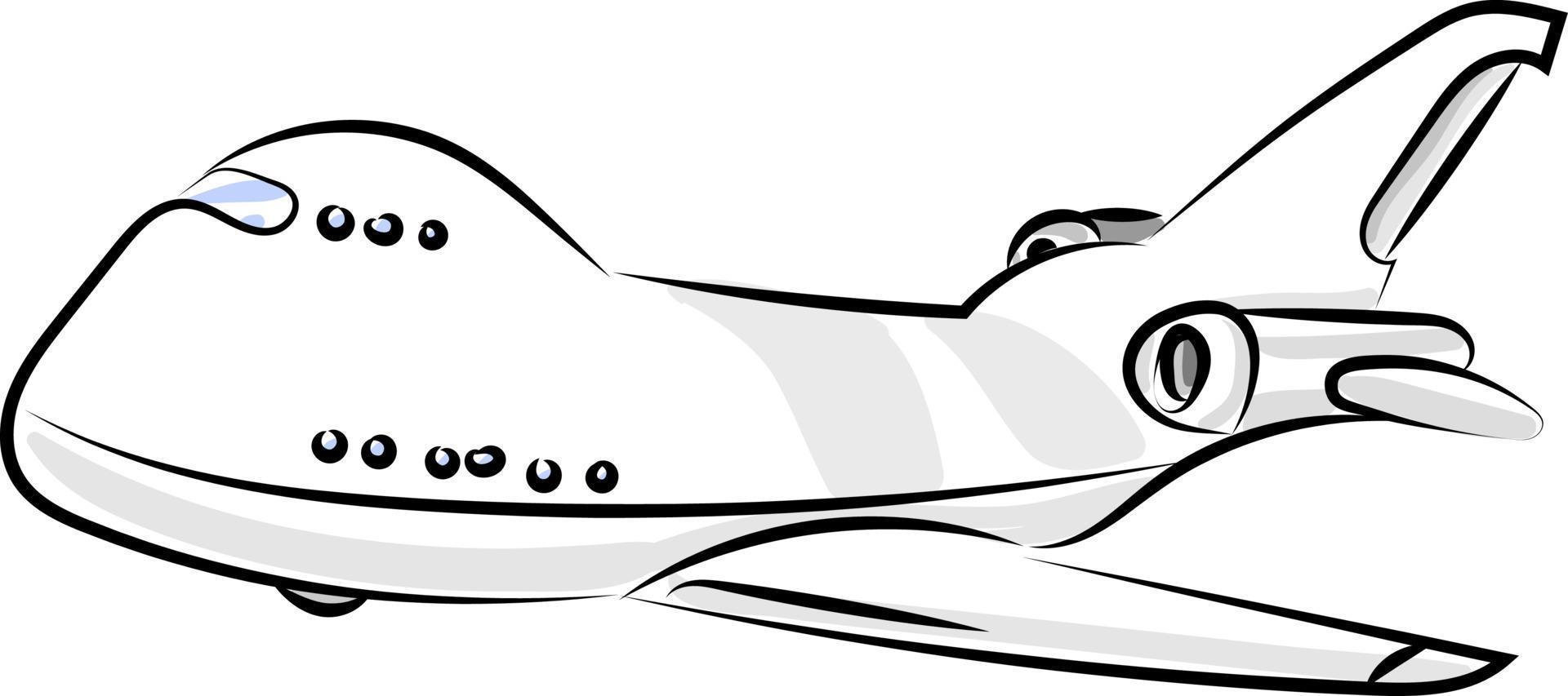 Big ariplane, illustration, vector on white background.