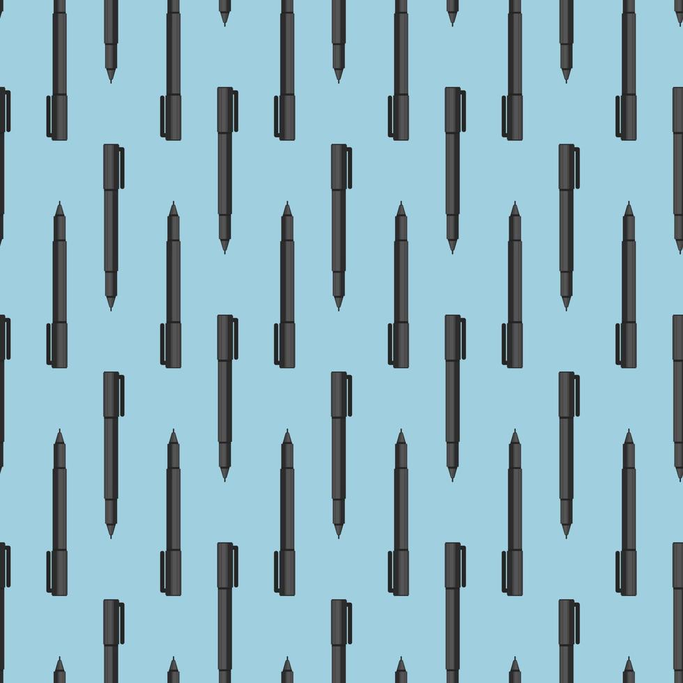 Pen pattern, seamless pattern on blue background. vector