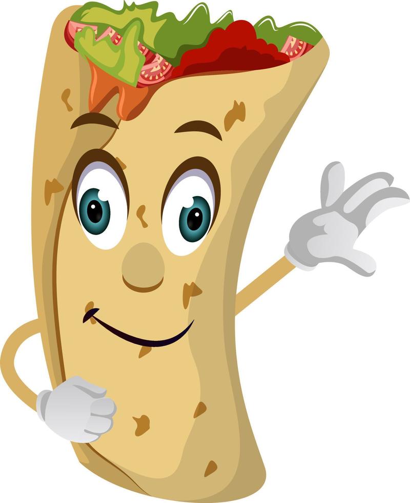 Happy burrito, illustration, vector on white background.