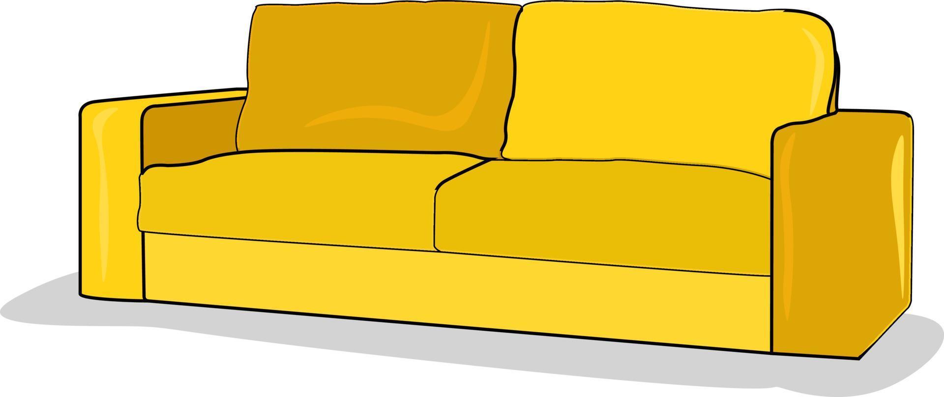 Yellow sofa, illustration, vector on white background