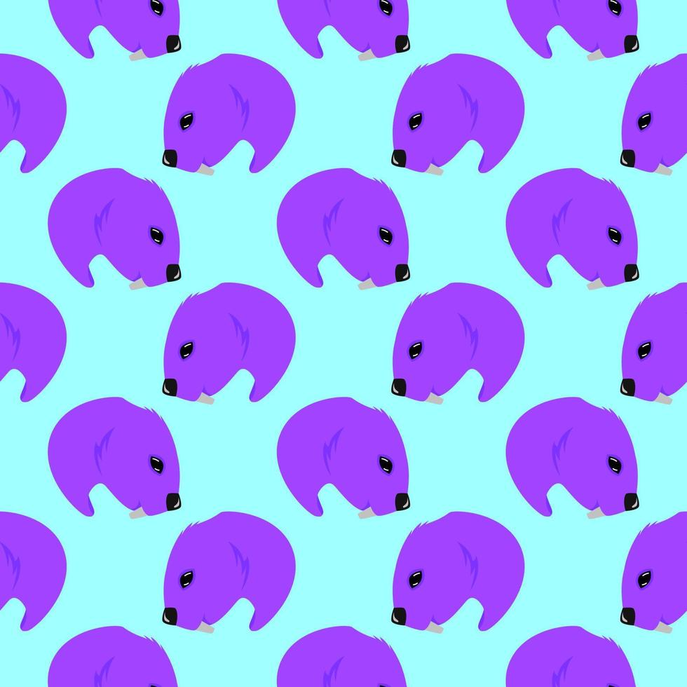 Purple beaver, seamless pattern on light blue background. vector