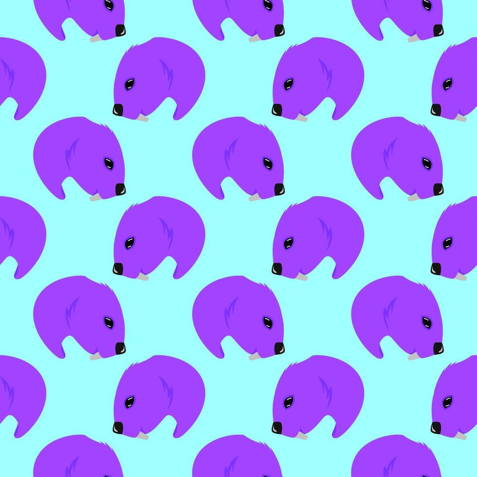 Purple beaver, seamless pattern on light blue background. vector